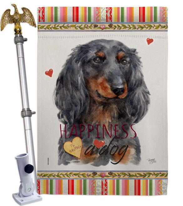 Blue Long Hair Dachshund Happiness - Pets Nature Vertical Impressions Decorative Flags HG110251 Made In USA - Image 9
