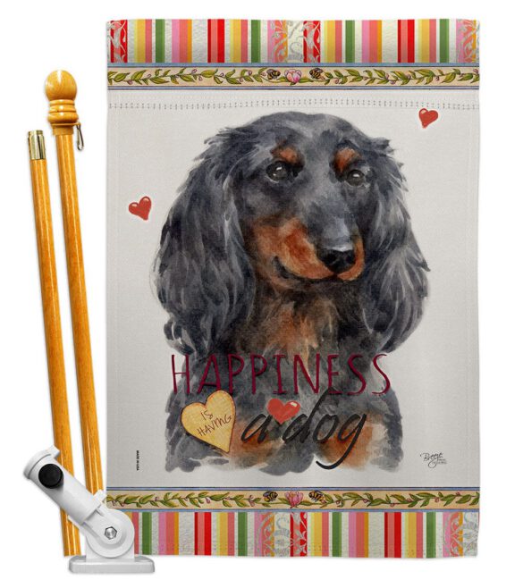Blue Long Hair Dachshund Happiness - Pets Nature Vertical Impressions Decorative Flags HG110251 Made In USA - Image 5