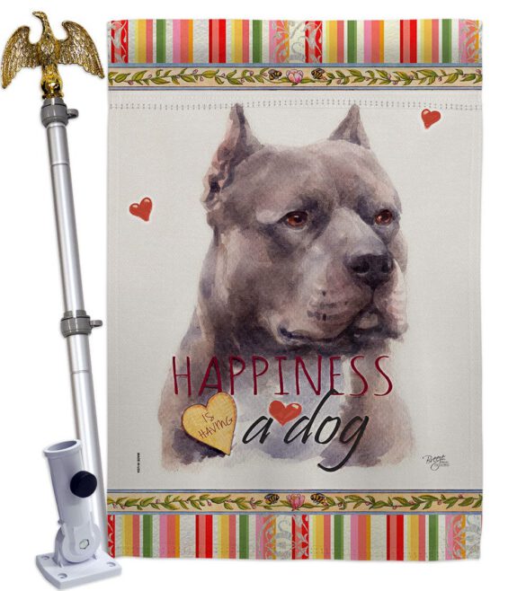 Blue Pitbull Happiness - Pets Nature Vertical Impressions Decorative Flags HG110264 Made In USA - Image 9