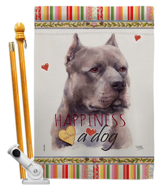 Blue Pitbull Happiness - Pets Nature Vertical Impressions Decorative Flags HG110264 Made In USA - Image 5
