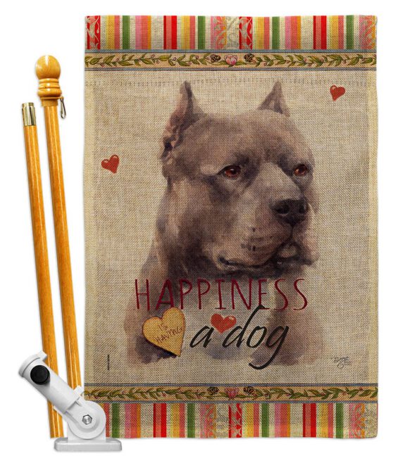 Blue Pitbull Happiness - Pets Nature Vertical Impressions Decorative Flags HG110264 Made In USA - Image 15