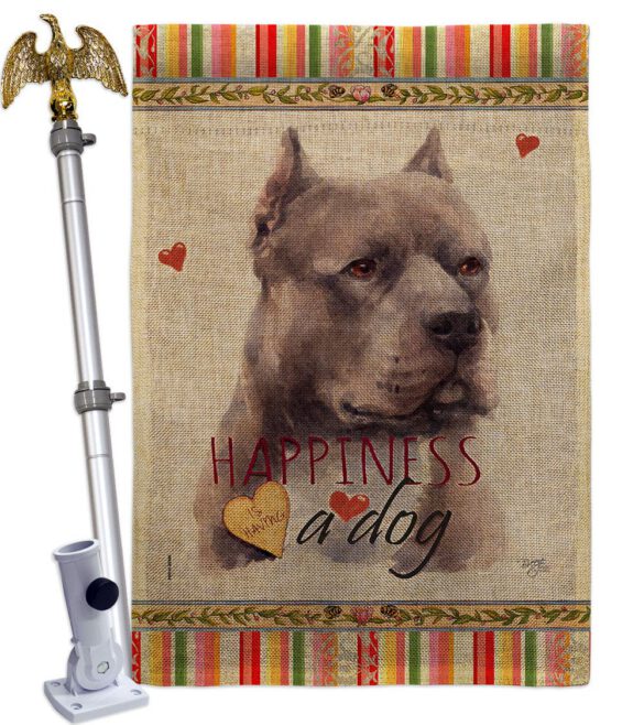 Blue Pitbull Happiness - Pets Nature Vertical Impressions Decorative Flags HG110264 Made In USA - Image 19