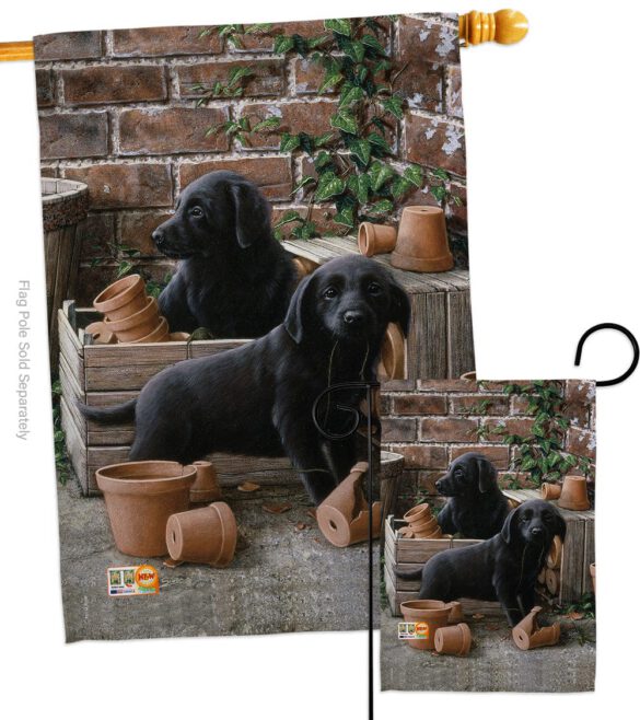 Black Lab Pups - Pets Nature Vertical Impressions Decorative Flags HG110007 Made In USA - Image 3