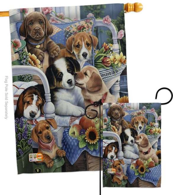 Country Pups - Pets Nature Vertical Impressions Decorative Flags HG110050 Made In USA - Image 3