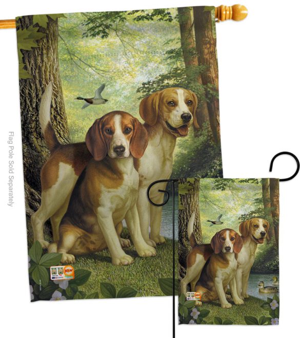 Beagles And Duck - Pets Nature Vertical Impressions Decorative Flags HG110068 Made In USA - Image 3