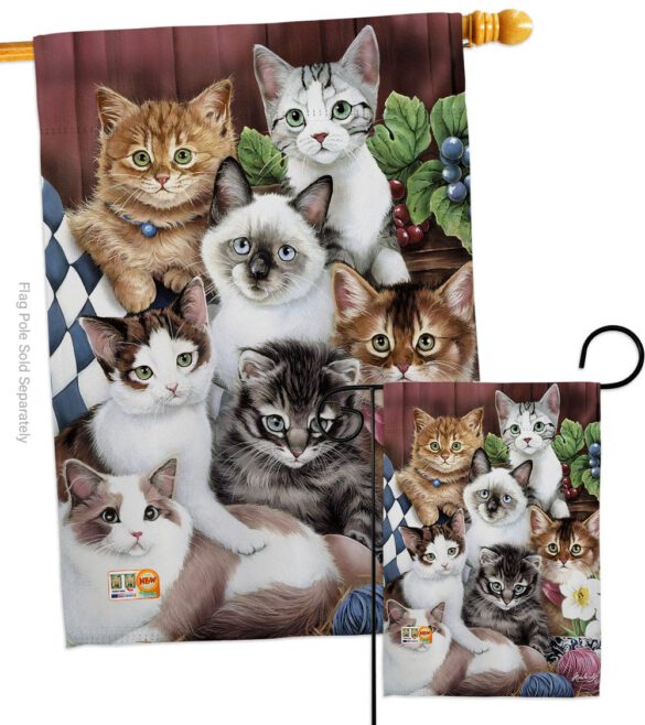 Cuddly Kittens - Pets Nature Vertical Impressions Decorative Flags HG110069 Made In USA - Image 3