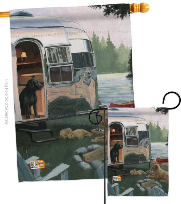 Canine Camp - Pets Nature Vertical Impressions Decorative Flags HG110114 Made In USA - Image 3