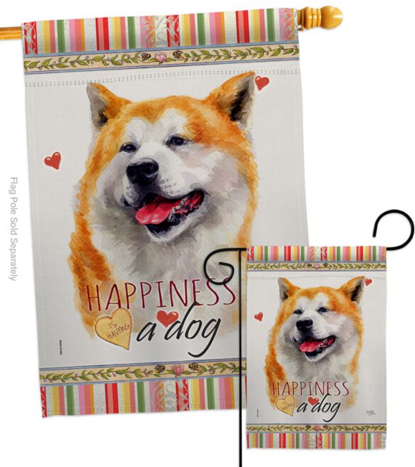 Akita Happiness - Pets Nature Vertical Impressions Decorative Flags HG110141 Made In USA - Image 4