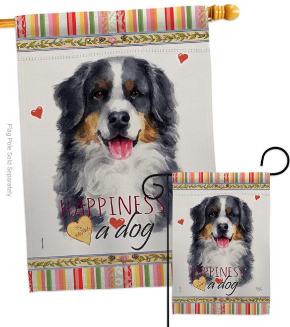 Bernese Mountain Happiness - Pets Nature Vertical Impressions Decorative Flags HG110153 Made In USA - Image 3