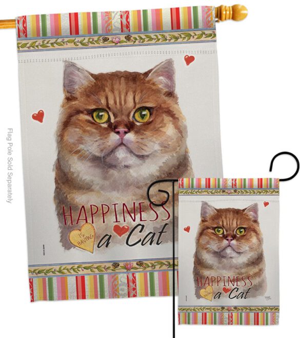 British Short Hair Happiness - Pets Nature Vertical Impressions Decorative Flags HG110161 Made In USA - Image 3