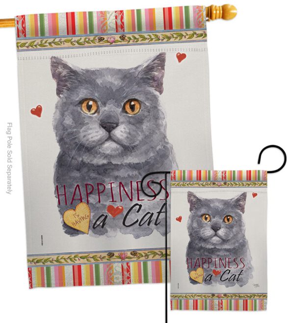 Blue British Short Hair Happiness - Pets Nature Vertical Impressions Decorative Flags HG110162 Made In USA - Image 3