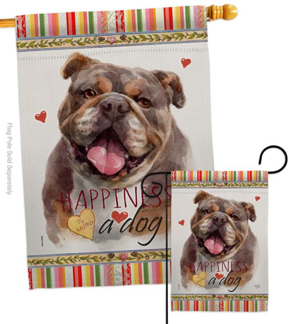 Chocolate Bulldog Happiness - Pets Nature Vertical Impressions Decorative Flags HG110244 Made In USA - Image 3