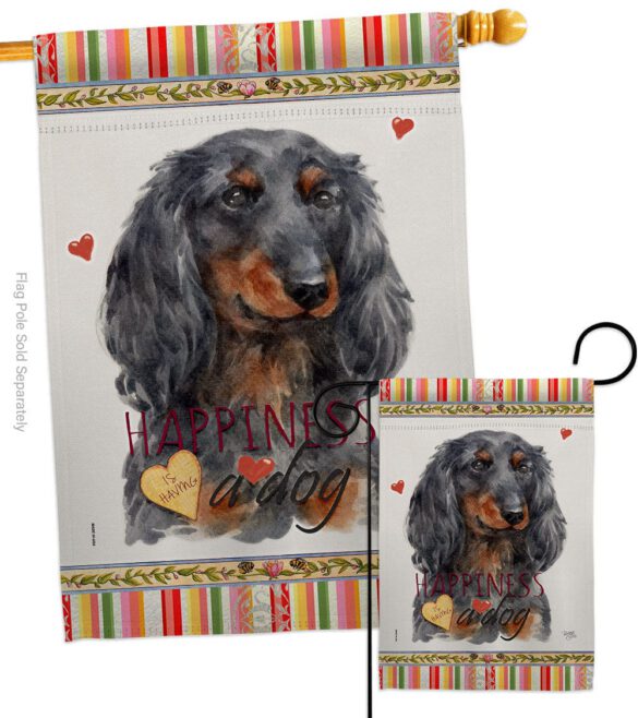 Blue Long Hair Dachshund Happiness - Pets Nature Vertical Impressions Decorative Flags HG110251 Made In USA - Image 3