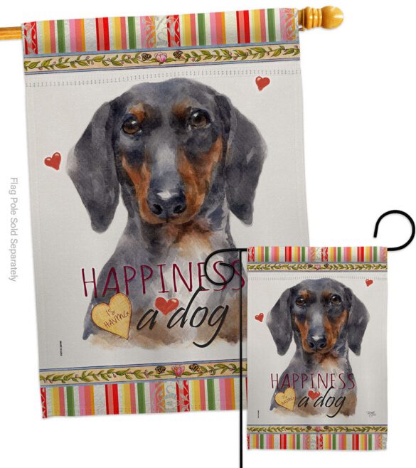 Black & Tan Dachshund Happiness - Pets Nature Vertical Impressions Decorative Flags HG110252 Made In USA - Image 3