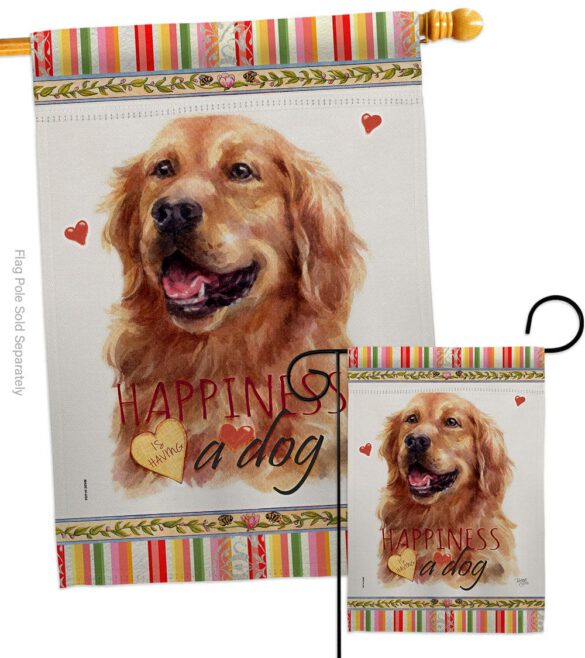 Dark Golden Retriever Happiness - Pets Nature Vertical Impressions Decorative Flags HG110255 Made In USA - Image 3