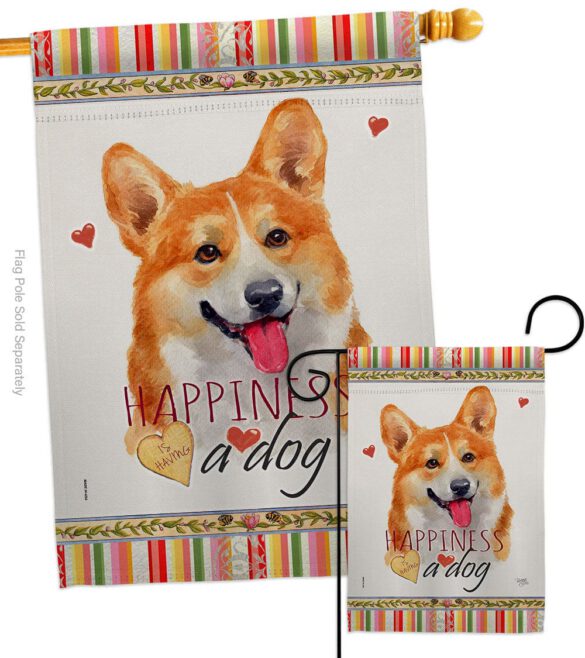 Fawn Corgi Happiness - Pets Nature Vertical Impressions Decorative Flags HG110263 Made In USA - Image 3