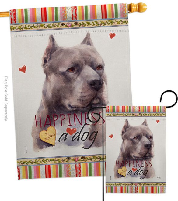 Blue Pitbull Happiness - Pets Nature Vertical Impressions Decorative Flags HG110264 Made In USA - Image 3