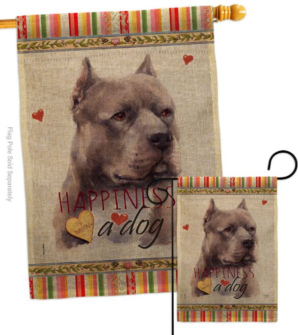 Blue Pitbull Happiness - Pets Nature Vertical Impressions Decorative Flags HG110264 Made In USA - Image 13