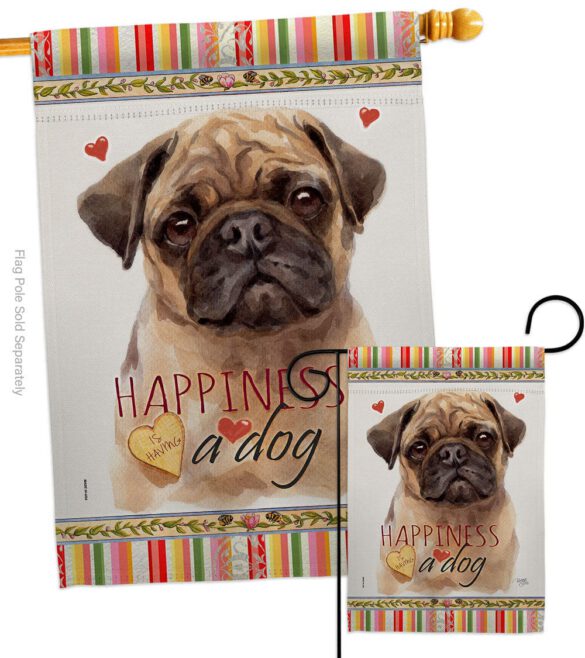 Fawn Pug Happiness - Pets Nature Vertical Impressions Decorative Flags HG110266 Made In USA - Image 3