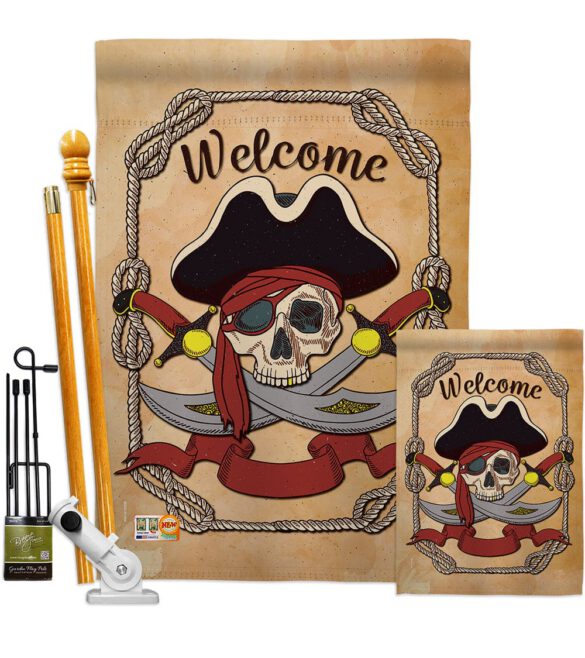 Ahoy Pirate - Pirate Coastal Vertical Impressions Decorative Flags HG107059 Made In USA - Image 7
