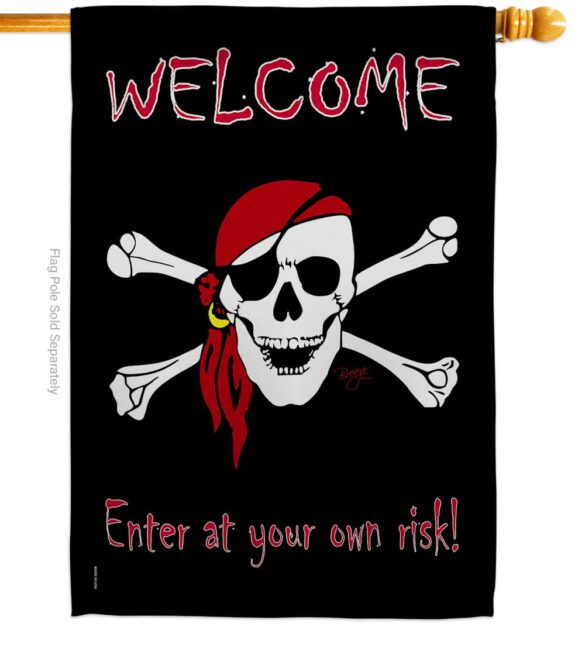 Enter at your own risk - Pirate Coastal Vertical Impressions Decorative Flags HG107045 Made In USA - Image 2