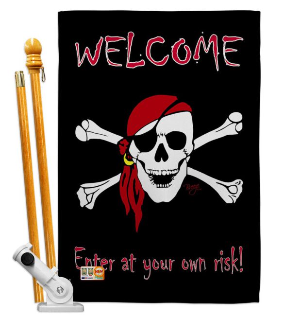 Enter at your own risk - Pirate Coastal Vertical Impressions Decorative Flags HG107045 Made In USA - Image 5