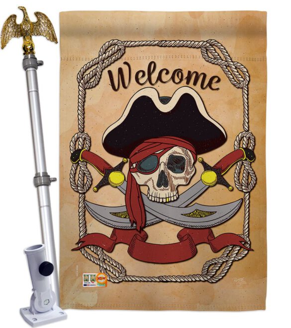 Ahoy Pirate - Pirate Coastal Vertical Impressions Decorative Flags HG107059 Made In USA - Image 14