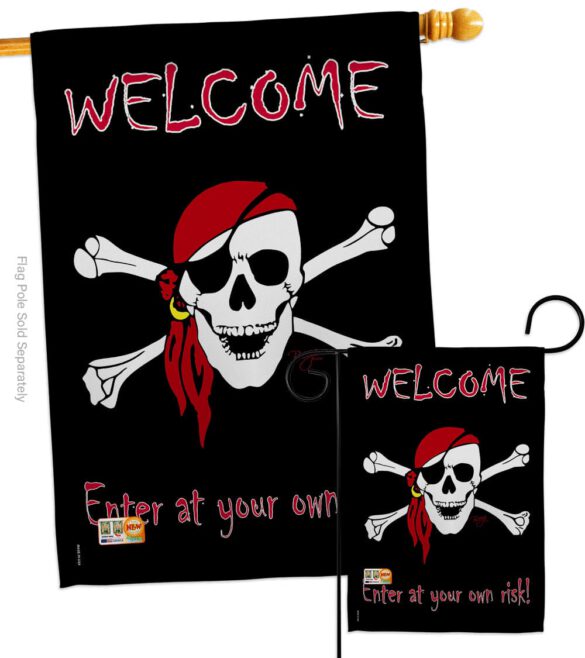 Enter at your own risk - Pirate Coastal Vertical Impressions Decorative Flags HG107045 Made In USA - Image 3