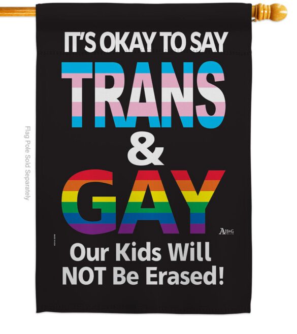 Gay Trans Rights - Support Inspirational Vertical Impressions Decorative Flags HG141315 Made In USA - Image 2
