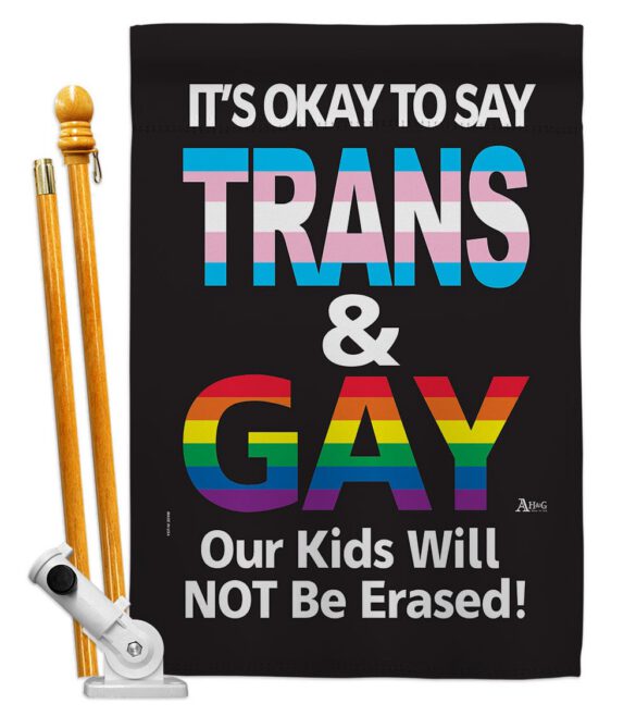 Gay Trans Rights - Support Inspirational Vertical Impressions Decorative Flags HG141315 Made In USA - Image 5