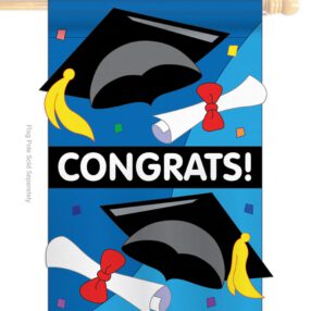 Congrats - School & Education Special Occasion Vertical Applique Decorative Flags HG115048