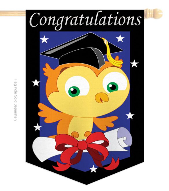Congratulations - School & Education Special Occasion Vertical Applique Decorative Flags HG115063 - Image 2