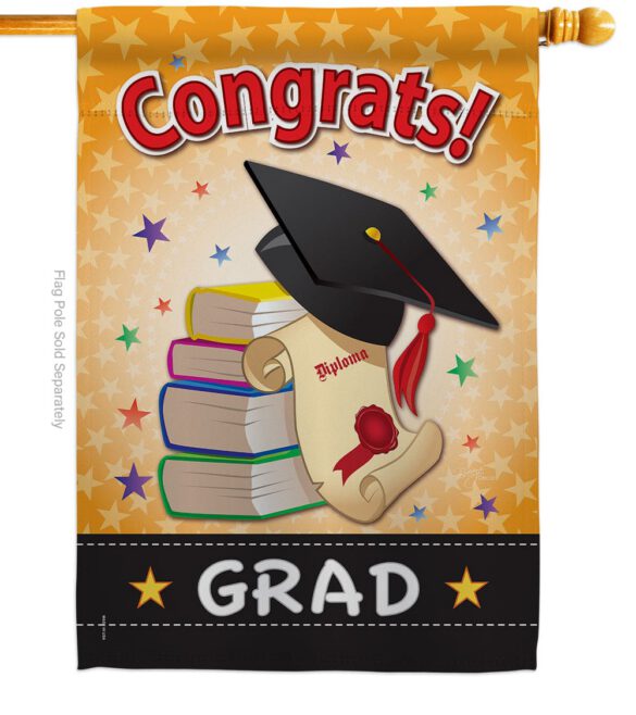 Congrats Grad - School & Education Special Occasion Vertical Impressions Decorative Flags HG115064 Made In USA - Image 2