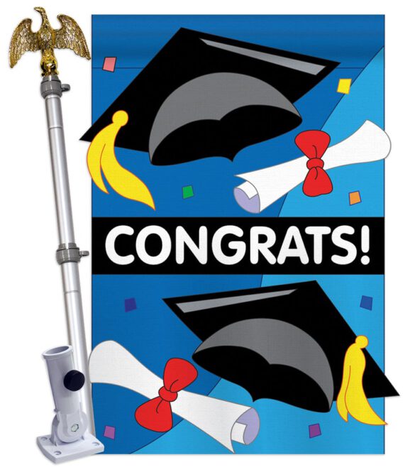 Congrats - School & Education Special Occasion Vertical Applique Decorative Flags HG115048 - Image 6