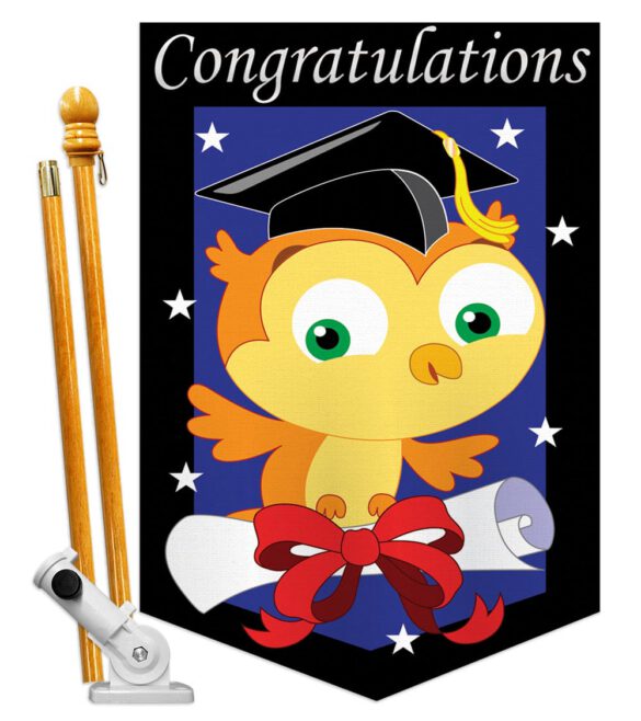 Congratulations - School & Education Special Occasion Vertical Applique Decorative Flags HG115063 - Image 5