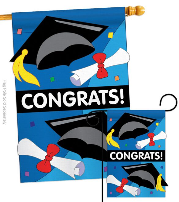 Congrats - School & Education Special Occasion Vertical Applique Decorative Flags HG115048 - Image 4
