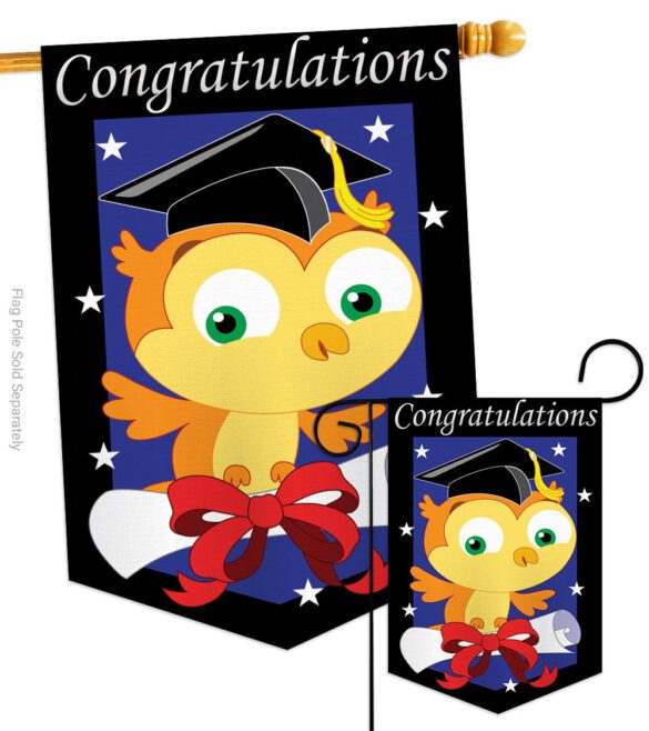 Congratulations - School & Education Special Occasion Vertical Applique Decorative Flags HG115063 - Image 3