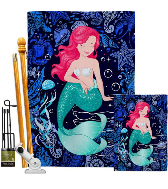 Beautiful Mermaid - Sea Animals Coastal Vertical Impressions Decorative Flags HG137622 Made In USA - Image 6