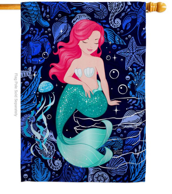 Beautiful Mermaid - Sea Animals Coastal Vertical Impressions Decorative Flags HG137622 Made In USA - Image 2