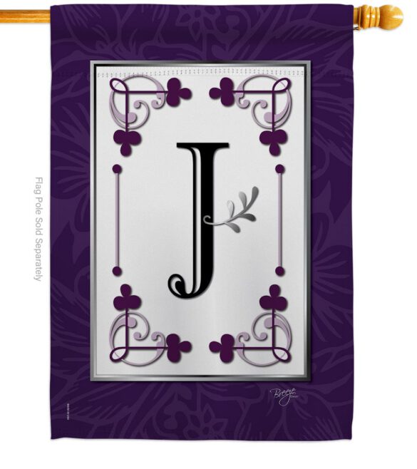 Classic J Initial - Simply Beauty Interests Vertical Impressions Decorative Flags HG130010 Made In USA - Image 2