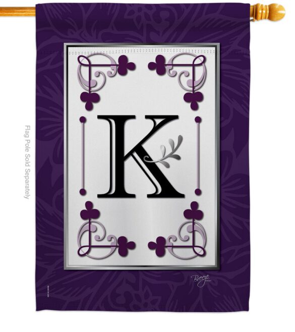 Classic K Initial - Simply Beauty Interests Vertical Impressions Decorative Flags HG130011 Made In USA - Image 2