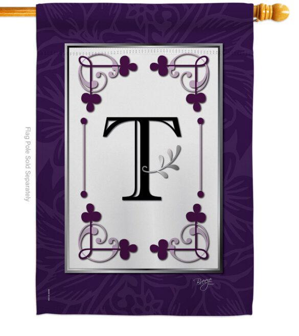 Classic T Initial - Simply Beauty Interests Vertical Impressions Decorative Flags HG130020 Made In USA - Image 2