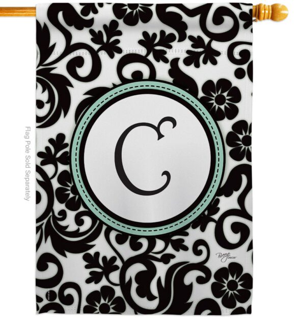 Damask C Initial - Simply Beauty Interests Vertical Impressions Decorative Flags HG130055 Made In USA - Image 2
