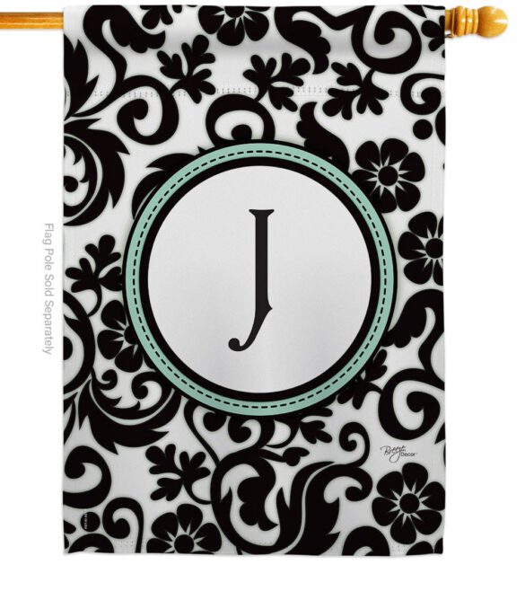 Damask J Initial - Simply Beauty Interests Vertical Impressions Decorative Flags HG130062 Made In USA - Image 2