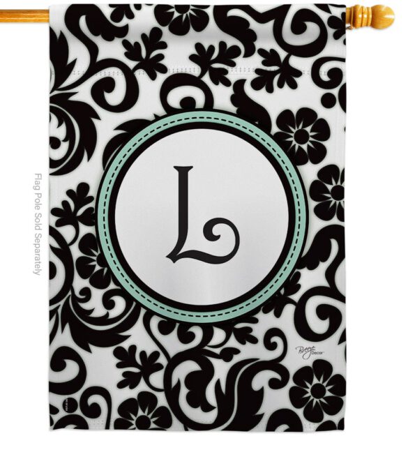 Damask L Initial - Simply Beauty Interests Vertical Impressions Decorative Flags HG130064 Made In USA - Image 2