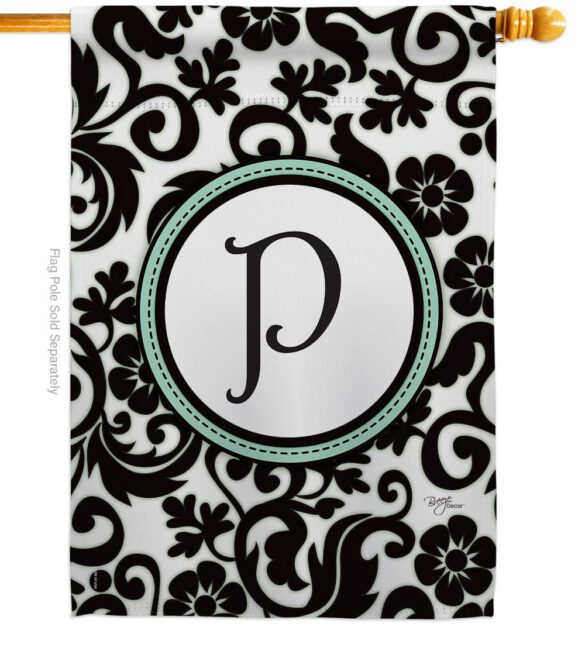 Damask P Initial - Simply Beauty Interests Vertical Impressions Decorative Flags HG130068 Made In USA - Image 2