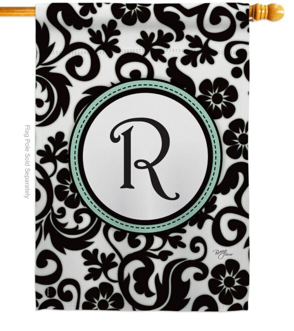 Damask R Initial - Simply Beauty Interests Vertical Impressions Decorative Flags HG130070 Made In USA - Image 2