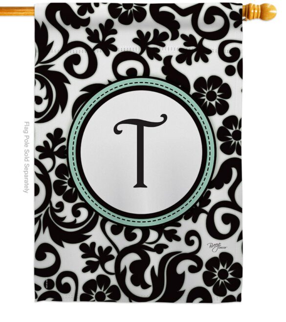 Damask T Initial - Simply Beauty Interests Vertical Impressions Decorative Flags HG130072 Made In USA - Image 2