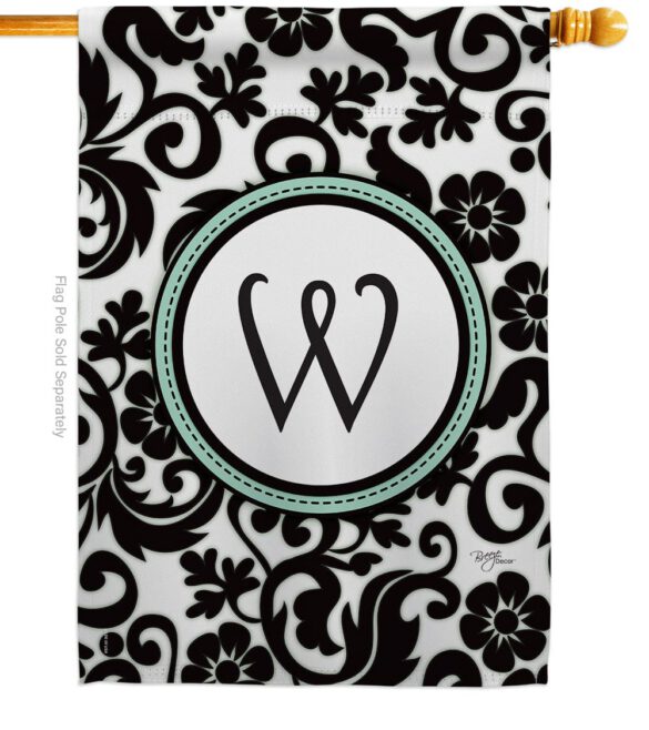 Damask W Initial - Simply Beauty Interests Vertical Impressions Decorative Flags HG130075 Made In USA - Image 2