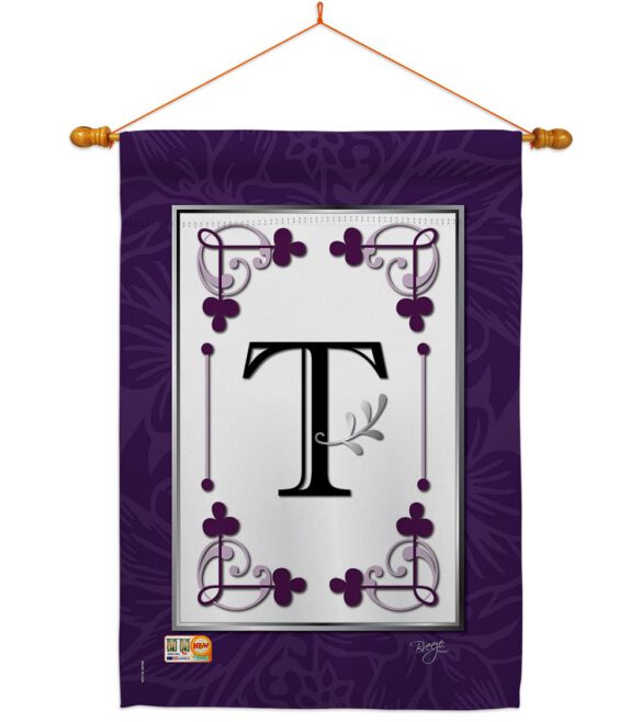 Classic T Initial - Simply Beauty Interests Vertical Impressions Decorative Flags HG130020 Made In USA - Image 14
